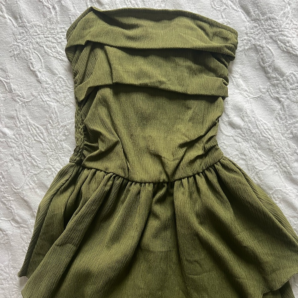 Cider Olive Green Strapless Dress